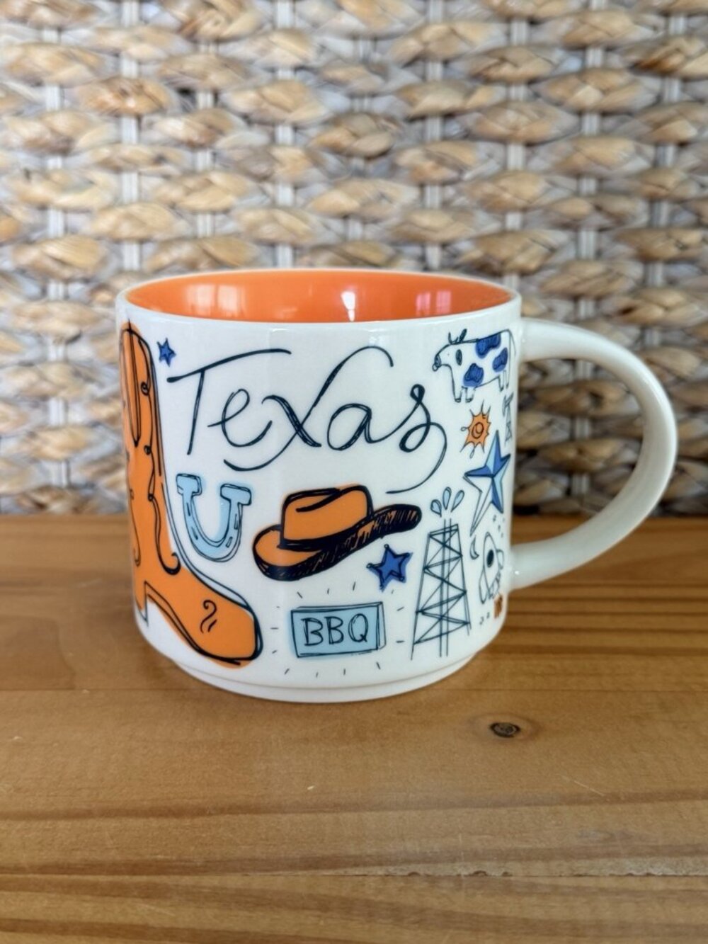 Starbucks Texas Been There Series 14oz Blue & Orange Coffee Mug